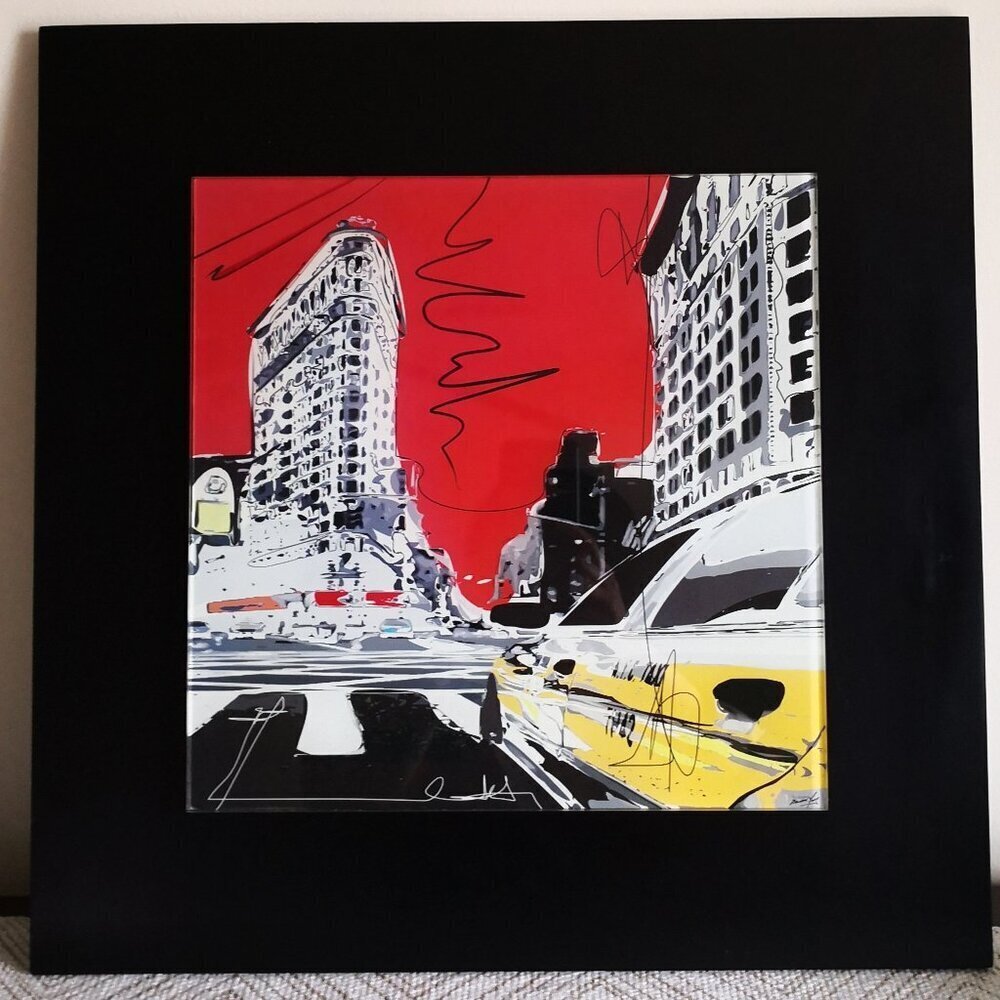 Tandem Black Modern Floating‎ Frame Wall Art Titled New York II 18"x18"